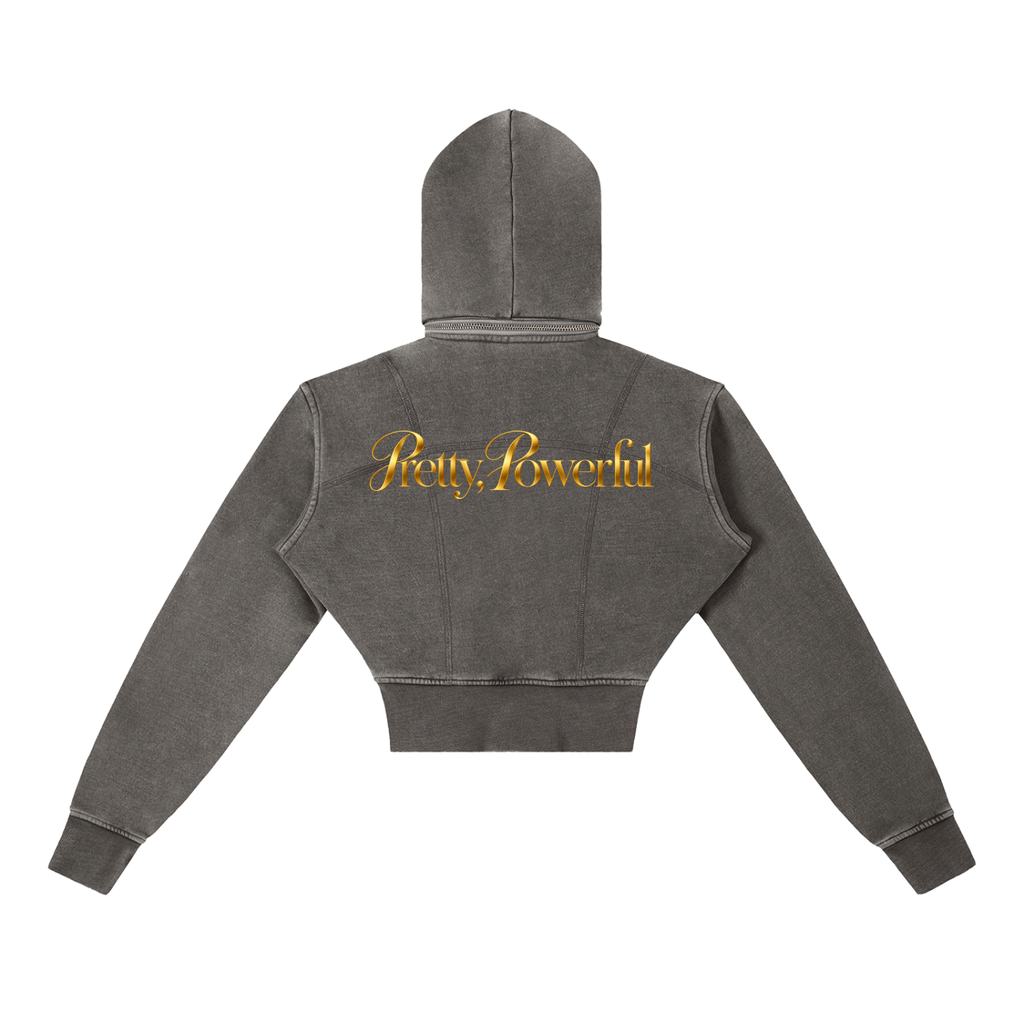 Vintage Washed Cropped Fleece Hoodie