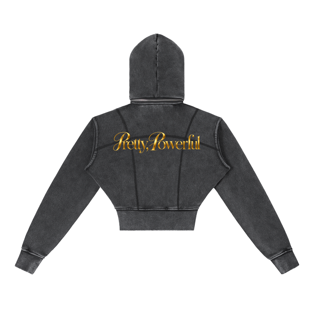 Vintage Washed Cropped Fleece Hoodie