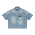 Unisex Vintage Wash Boxy Short Denim Shirt