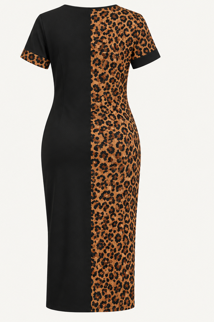 Leopard-Print Midi Dress